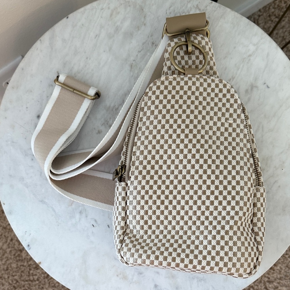 Altar'd State Checkered Beige Crossbody Bag
